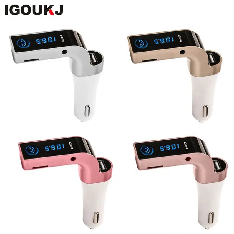 CAR G7 BT FM Transmitter With TF/USB flash drives Music Player SD and USB Charger Features blue ray