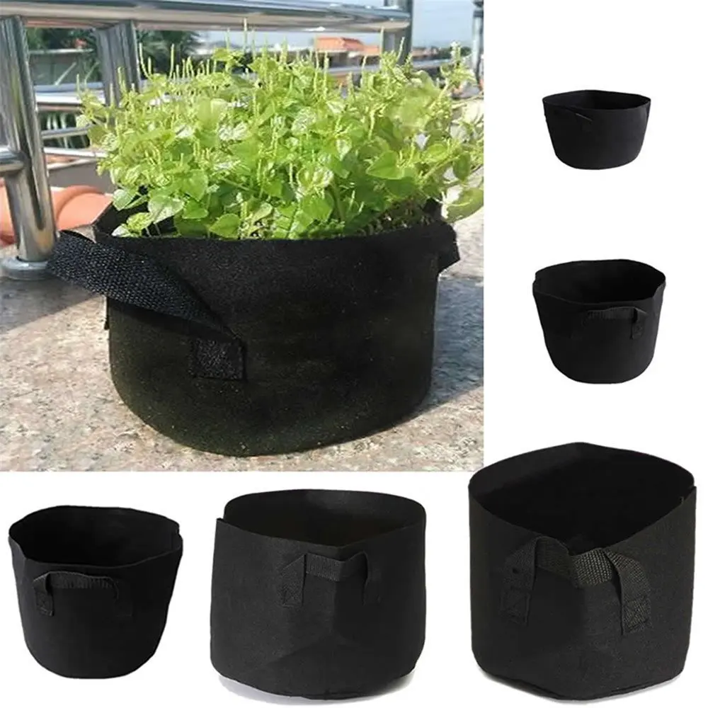 
wholesale Flower felt pot 5 gallon 7 /10 /15 /200 /400 gallon felt grow bags fabric felt planter bags for garden 