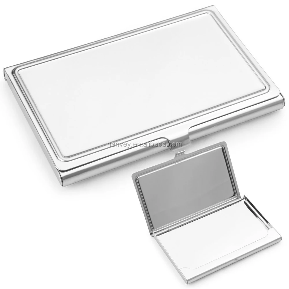 Factory price wholesale HV-CH004 portable stamp frame small RFID stainless steel metal business name card holder wallet/case