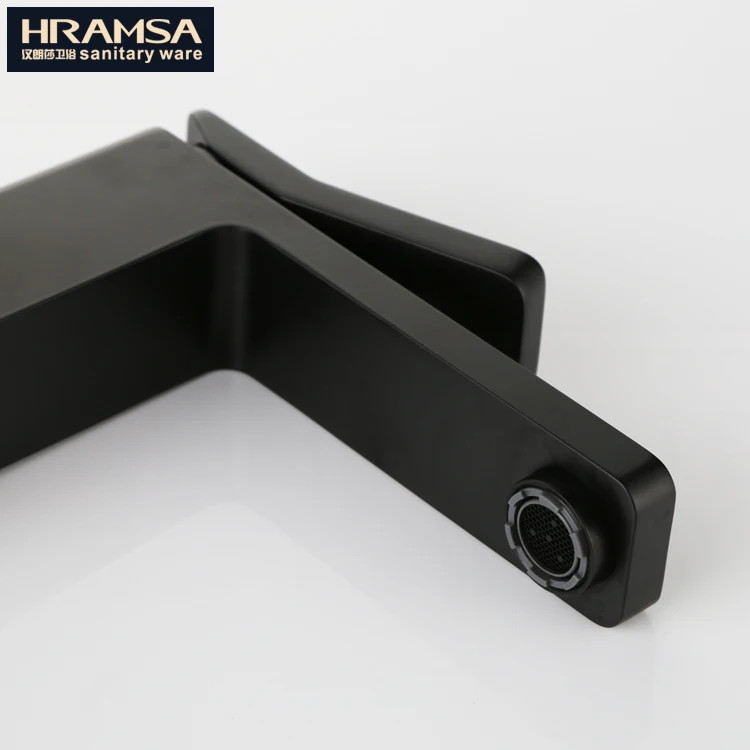 HRAMSA manufacturer home bathroom mixer, square brass black wash basin tap