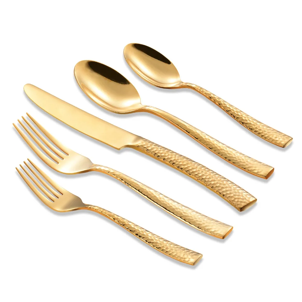 wedding gold plated stainless steel dinnerware gold flatware full gold cutlery