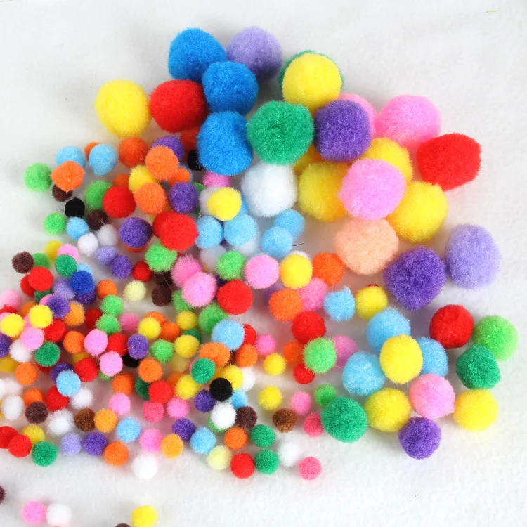 Wholesale Multi Size Colorful Pompoms DIY Dolls Garment Handmade Material Soft Fluffy Pom Poms Ball For DIY Kids Toy Accessories