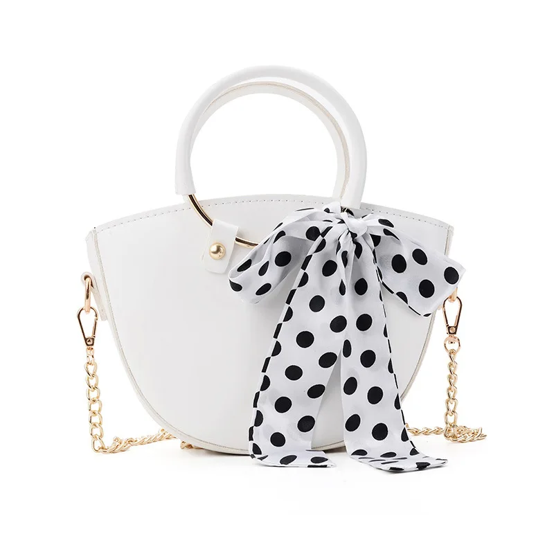 Angedanlia wholesale handbags vintage round handle PU leather shoulder bags with scarf