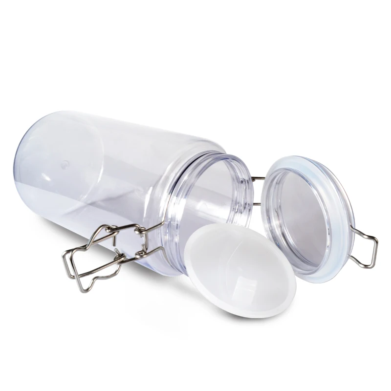 clip top food container cosmetic clear plastic 100ml 120ml  150ml  250ml  200ml  350ml  500ml pet kilner jar