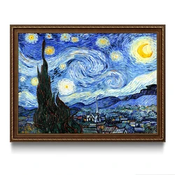 vincent van gogh the starry night landscape famous oil canvas painting reproduction from china scenery picture frame living room