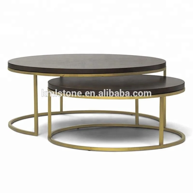 Round Marble Coffee Table with stainless steel frame