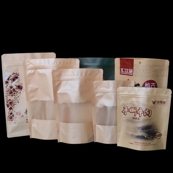airtight custom white brown craft gift kraft paper packaging bag printed with your own logo for food