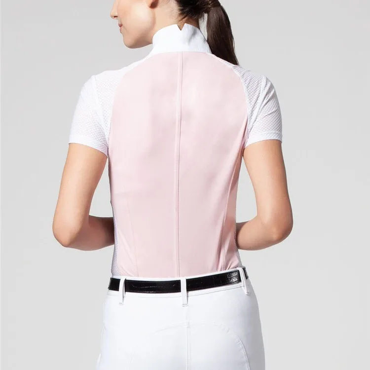 wholesale customize splicing cooling mesh fabric equestrian show shirt