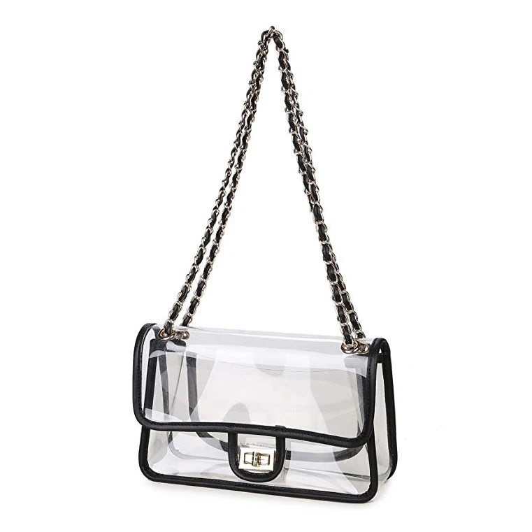 Прозрачный женский кошелек из ПВХ, Сумка с поворотным замком, квадратная сумка, кошелек, сумка на плечо с цепочкой