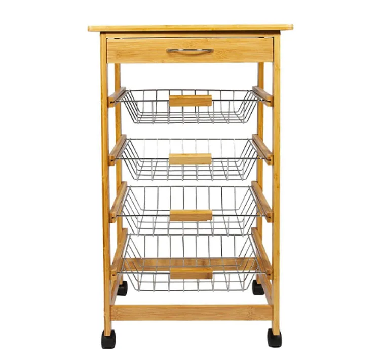 bamboo kitchen trolley cabinet kitchen trolley design with four baskets