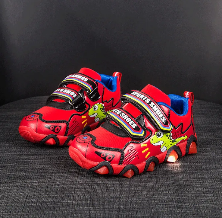 New arrival shoes  Boy  light  LED lights shiny small dinosaur pattern shoes for kids 2018