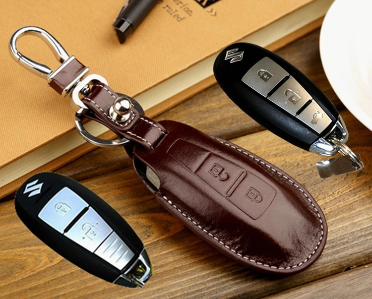 Leather Key fob Cover holder for Suzuki Maruti Ciaz SX4 S CROSS Kizashi smart key case