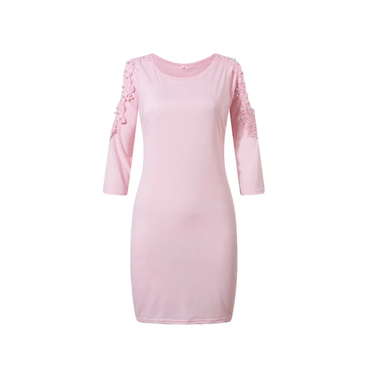 
2019 New Cutting Design Dress Off Shoulder With Lace Long Sleeve Evening Dress 