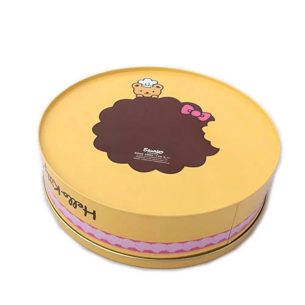 Round Danish butter cookies biscuit metal tin box with embossing logo