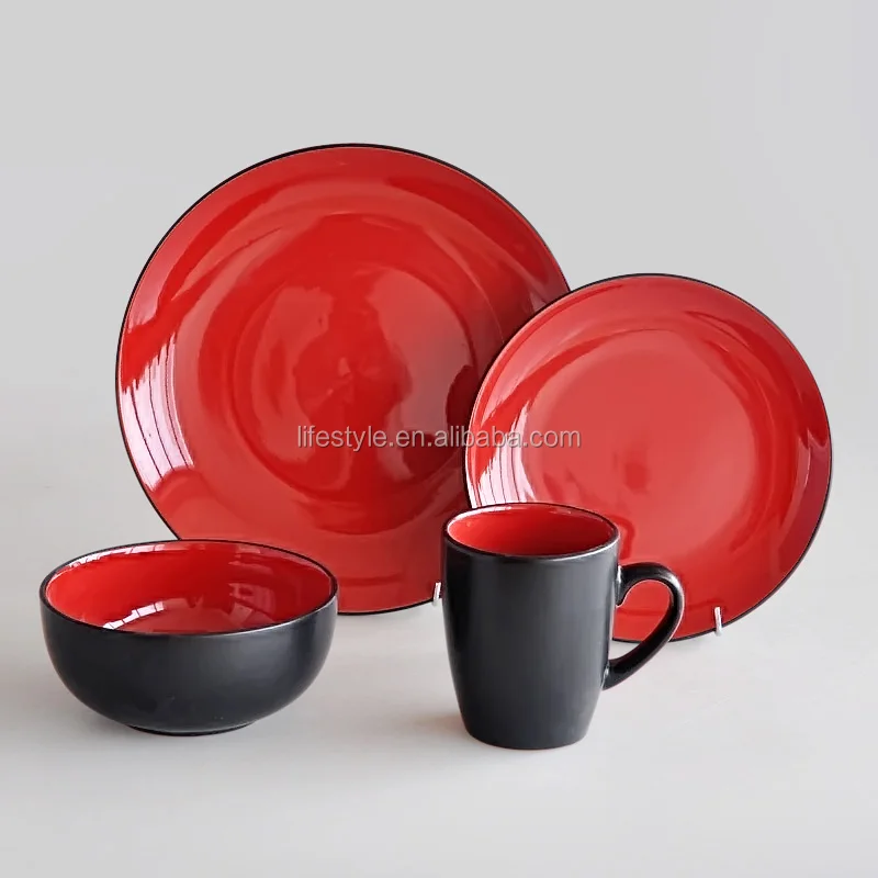 stoneware dinner set with solid colors,set of 16pcs ceramic dinnerware set,16pcs ceramic solid color dinnerware set
