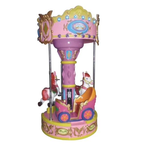 400W Electric Merry Go Round Kids Amusement Park Rides Yellow Carousel Rides For Sale