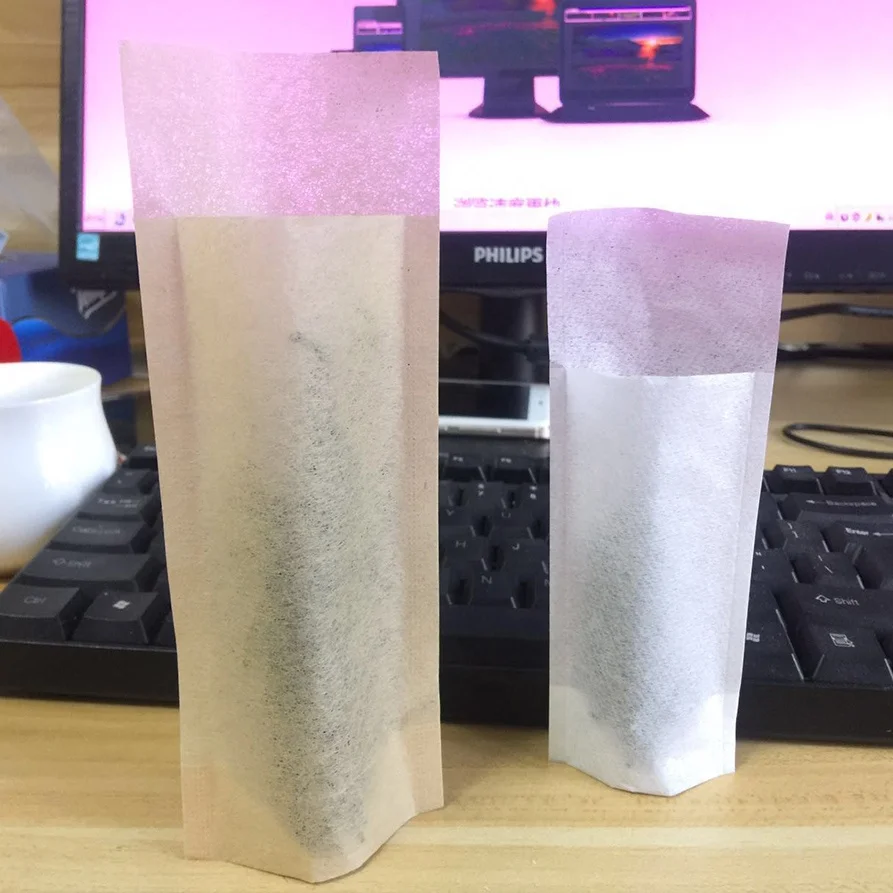 
Wood pulp brown natural teabag filter paper with gusset and tongue, unbleached tea filters 