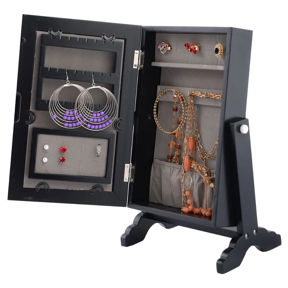 Черный маленький шкаф, зеркальная Подставка для ювелирных изделий