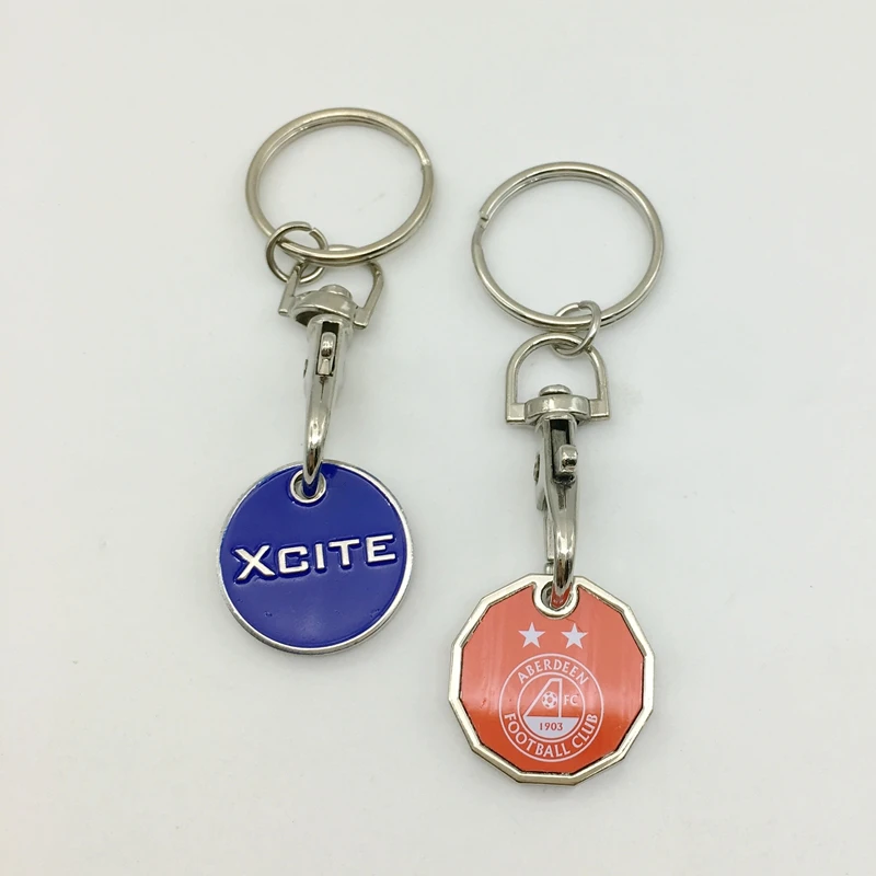 2023 Hotsale Promotional Shopping Cart Trolley Coin Custom Metal Keychain Coin Holder