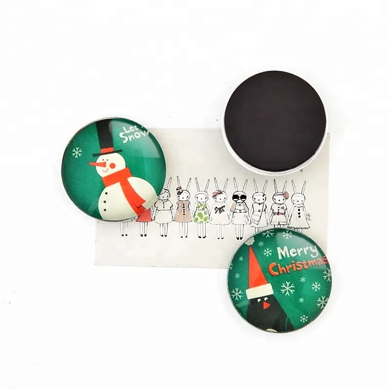 Custom Dome Christmas Tree Santa Claus House Shape Decoration Home Crystal Printed Fridge Magnets Magnets For Fridge