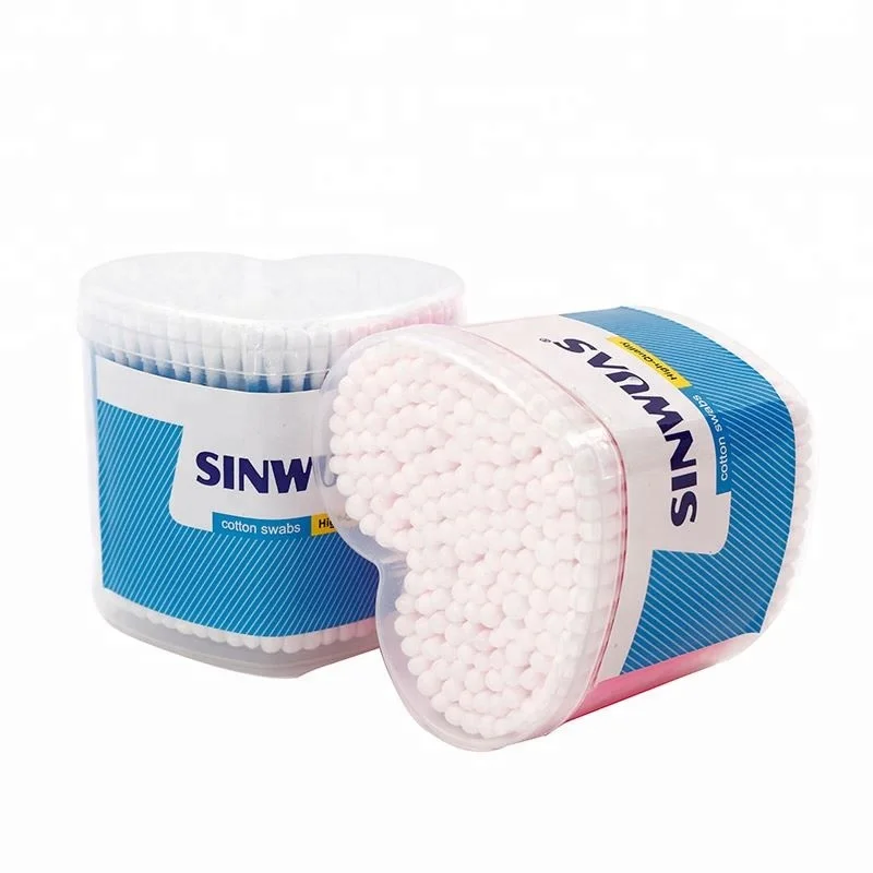OEM design heart box multifunctional no irritation pure cotton swab