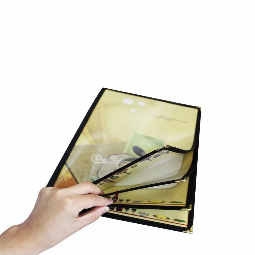 
A4 four folder restaurant menu cover,drink cover 
