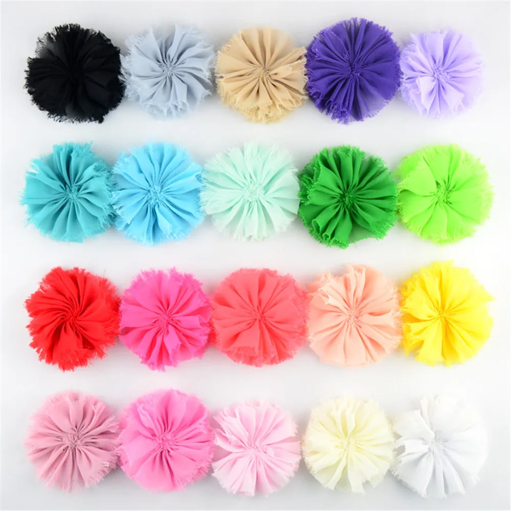 Handmade shabby Chiffon Flowers without  Rhinestone Fabric Flower For Headband Accessories