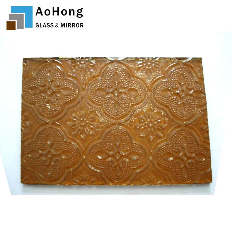 Стеклянный лист 4 мм с бронзовым цветочным узором