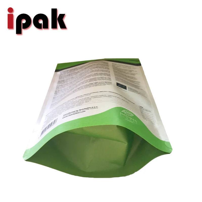 Custom Stand Up Doypack Brown Kraft Paper Seed Bag With Clear Window