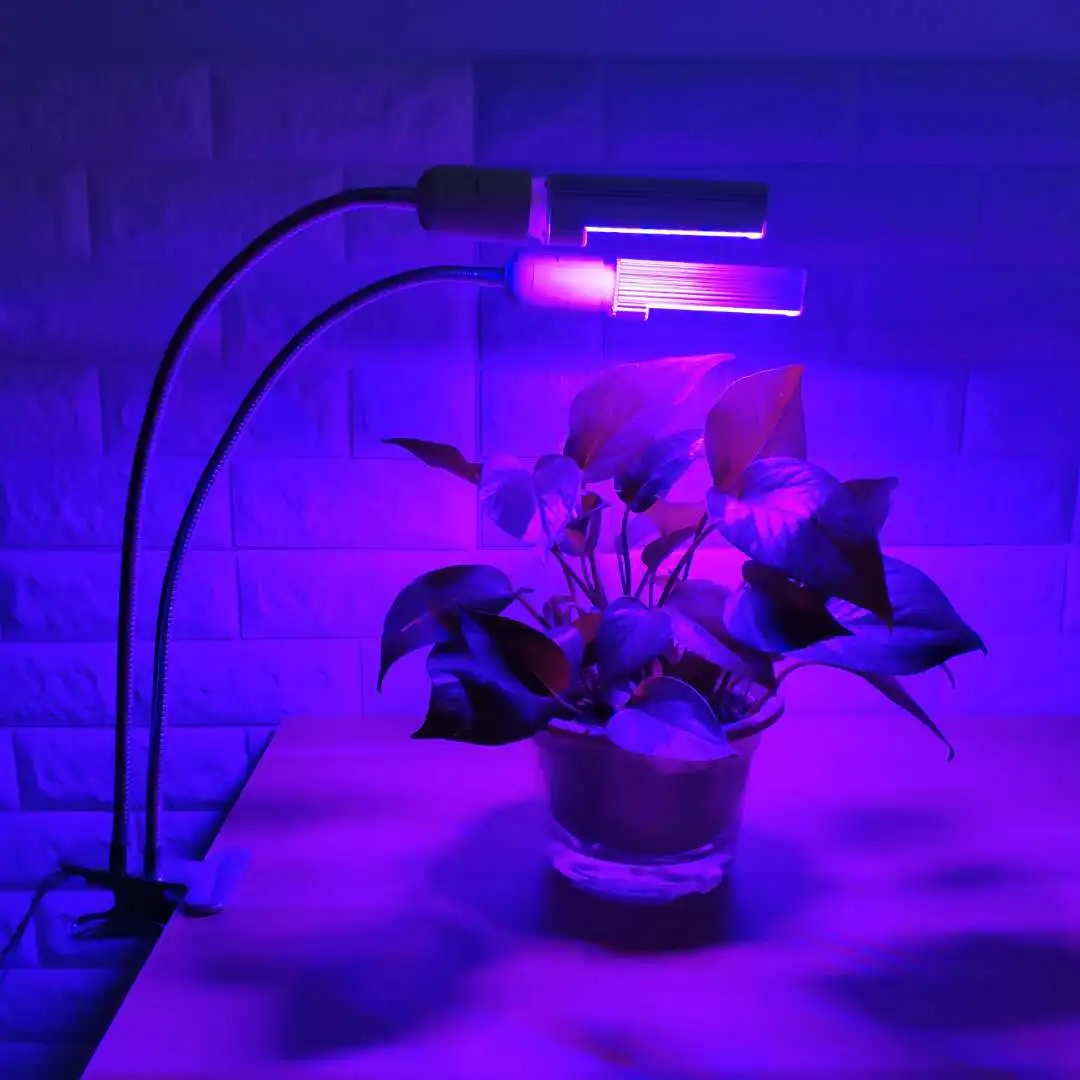 45W Led Grow Light Bulb for Indoor Plants, 100 LEDs Sunlike Full Spectrum Grow Lamp White, Dual Head Gooseneck Desk Plant Light