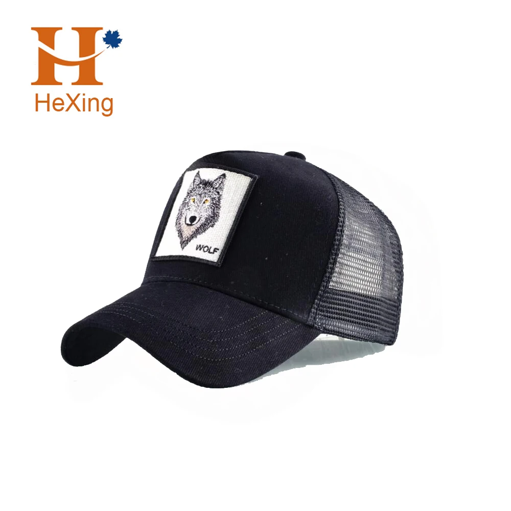 Получите бесплатный образец оптовая продажа классические спортивные нашивки с вышивкой животных 5 панелей сетчатая Кепка-тракер