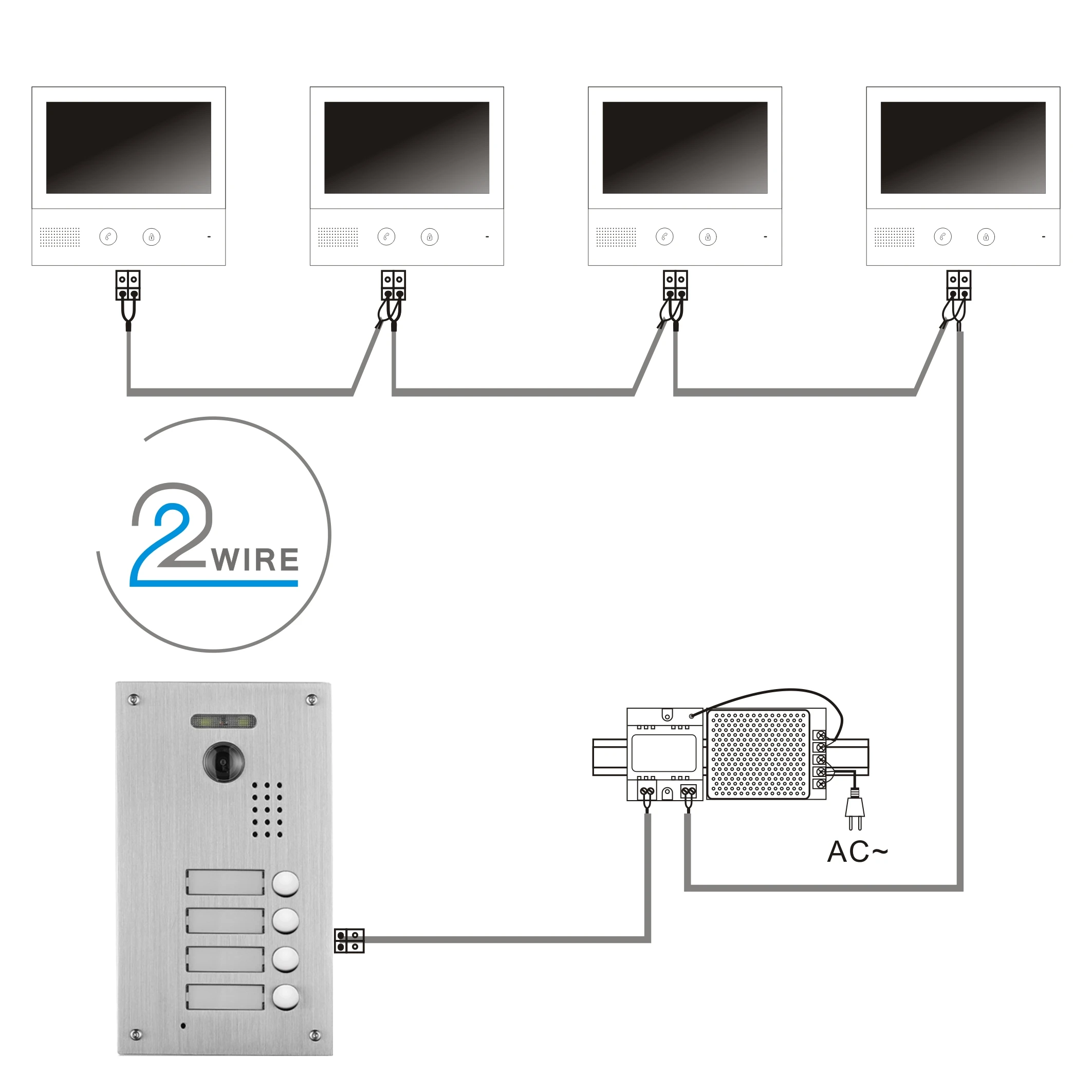 10 inch Villa Video Intercom For 4 Apartments Touch Screen Monitor Video Door Phone Doorbell Video Entry System