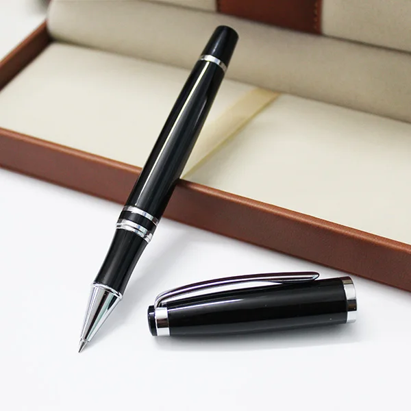 RCGS-034 Hot Sale Baoer Metal Custom Logo Red Black Pen Classic Elegance Roller Ball Point Ballpoint Pen Set With Box