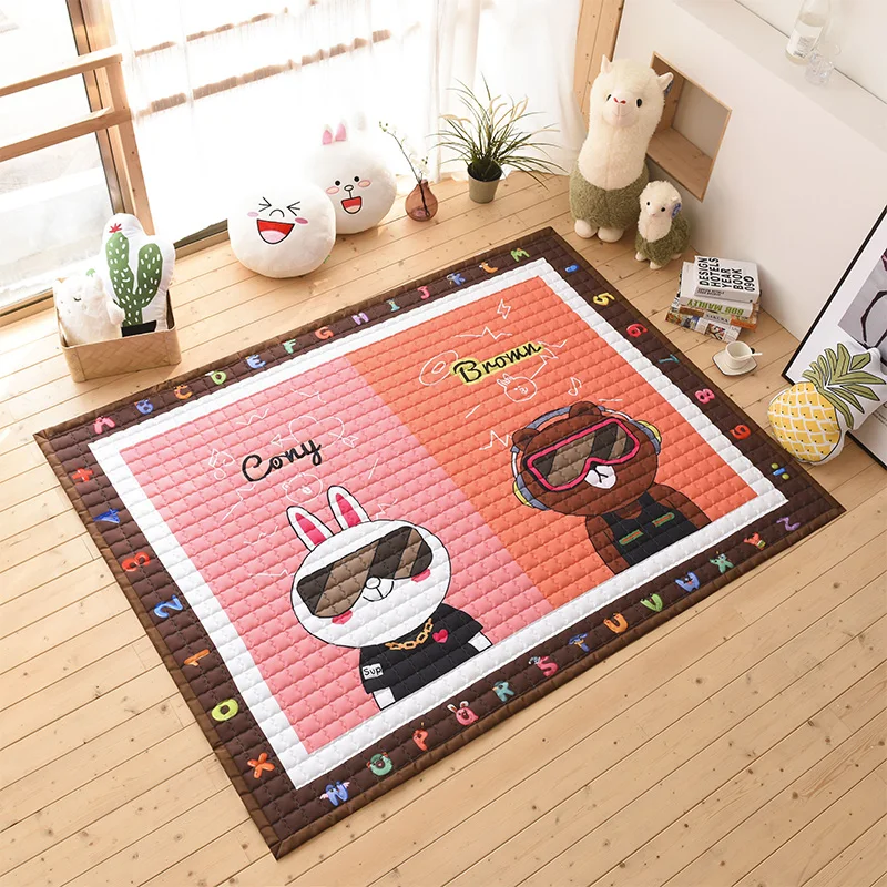 Environmental Korean Cartoon Foldable Baby fitness crawling blanket Children Play Mat
