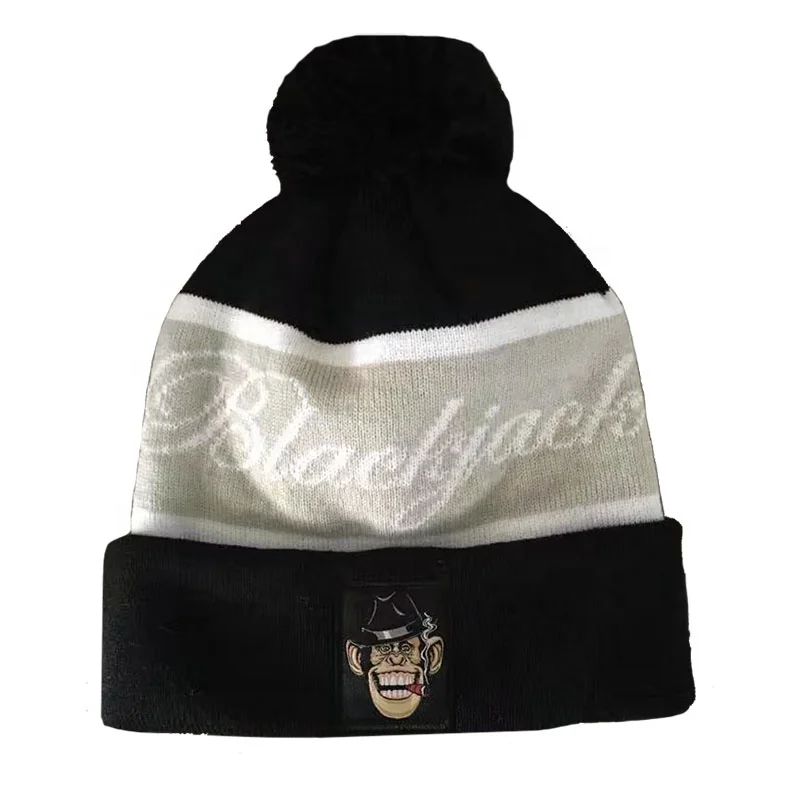 China Made Sports Jacquard Acrylic Unisex Custom Warm Winter Knitted Hats