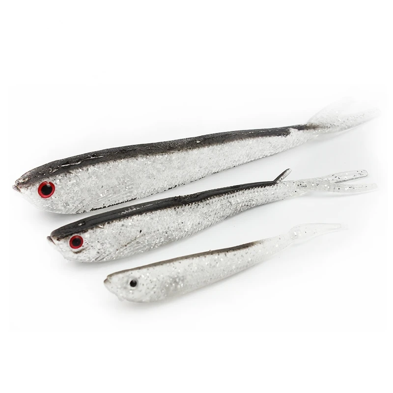 
7.5cm 1.7g Soft Rubber Silver Drop Shot Lure Shad for Perch Pike Trout Jigging Worms Fish Lure Artificial Fishing Bait 
