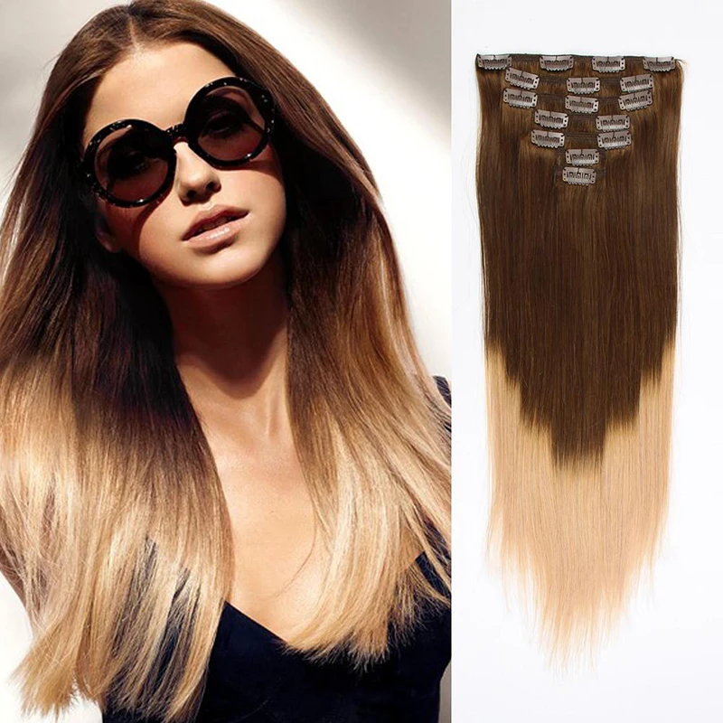 Real Remy Human Hair Clip in Hair Extensions Best Color Natural 8'-30'remy Indian 1pc Clip-in Hair Extensions with Pp Bag