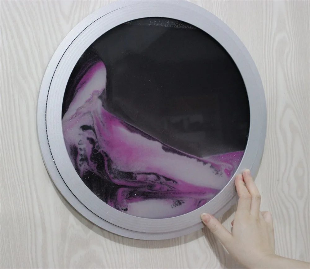 
Home Decoration 3D Round Glass Craft Wall Hanging Rotatable Moving Sand Art Picture 