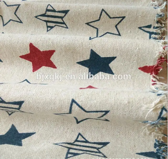 
Pure linen colorful stars printed soft linen cotton fabric with cheaper price 
