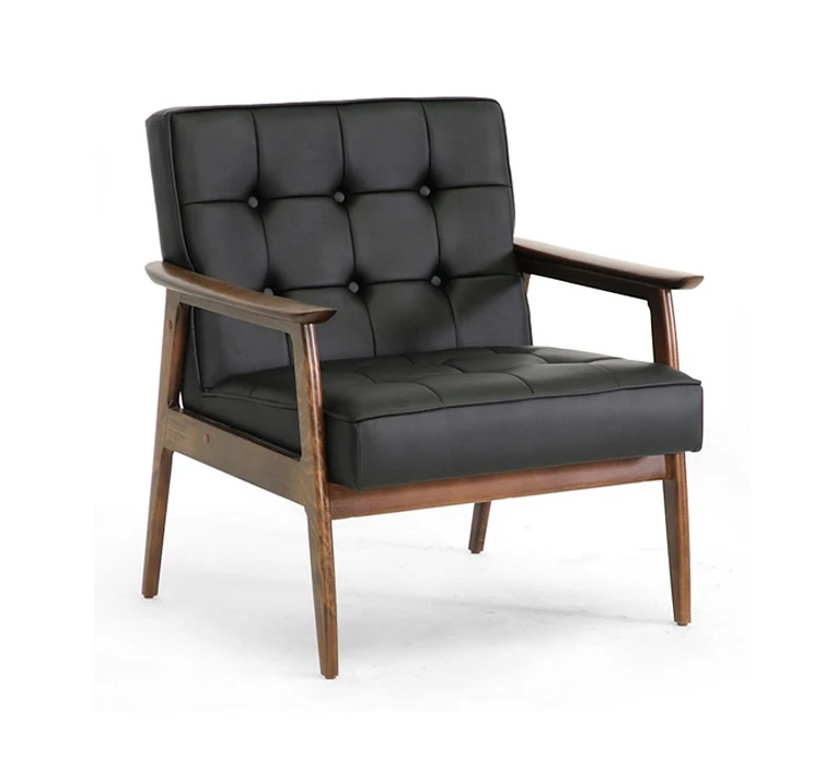 
stratham wooden arm chair CH039 in leather / genuine top grain leather armchair 