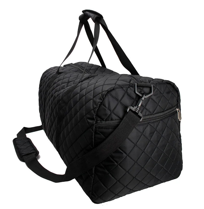 Stylish black checkered travel bag Quilting duffle bag