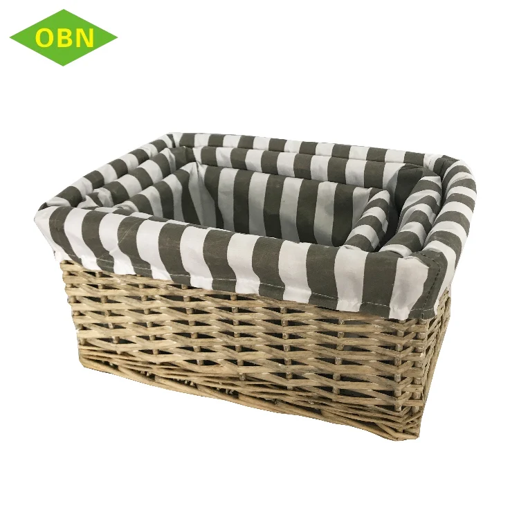 
Hot selling white wicker woven square baby gift storage basket 