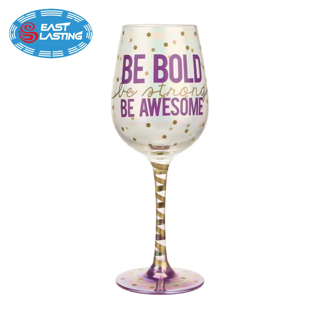 All purpose celebrating colored custom print wine glass pink