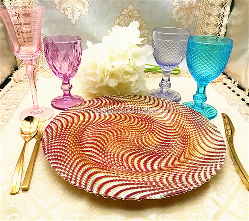 Factory-direct Luxury Cheap Wedding Party Decorative Gold Glass Charger Plate