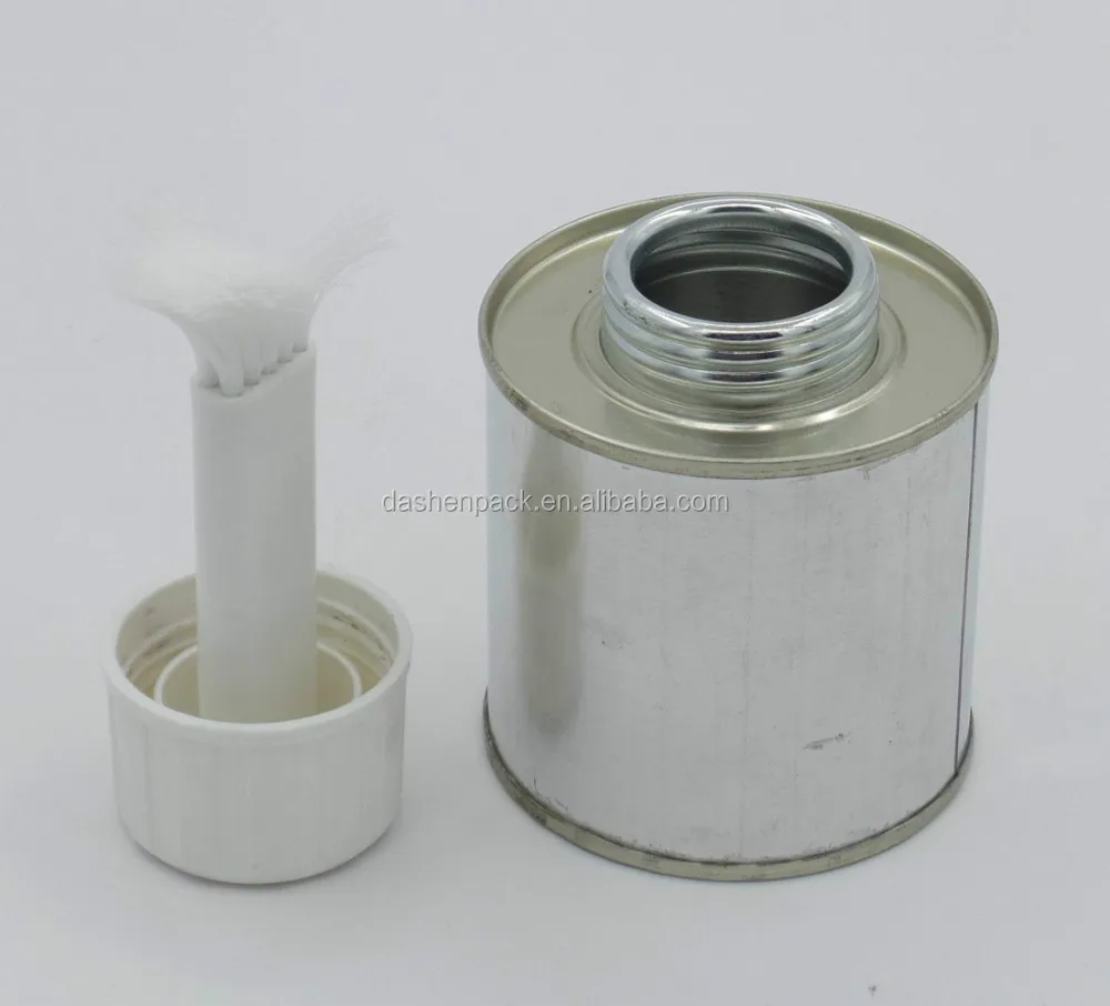 4oz Metal round Tin Can with Screw Top and Brush 100ml PVC Solvent Cement Tin Can Metal Glue Can with Dauber