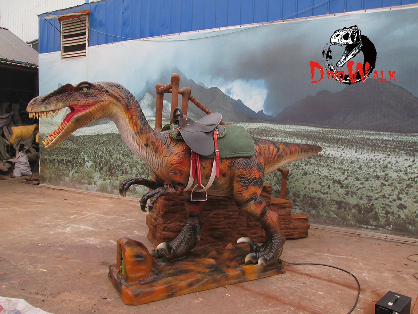 Dino0050 Outdoor Entertainment For Kids Animatronic Ride Raptor Dinosaur