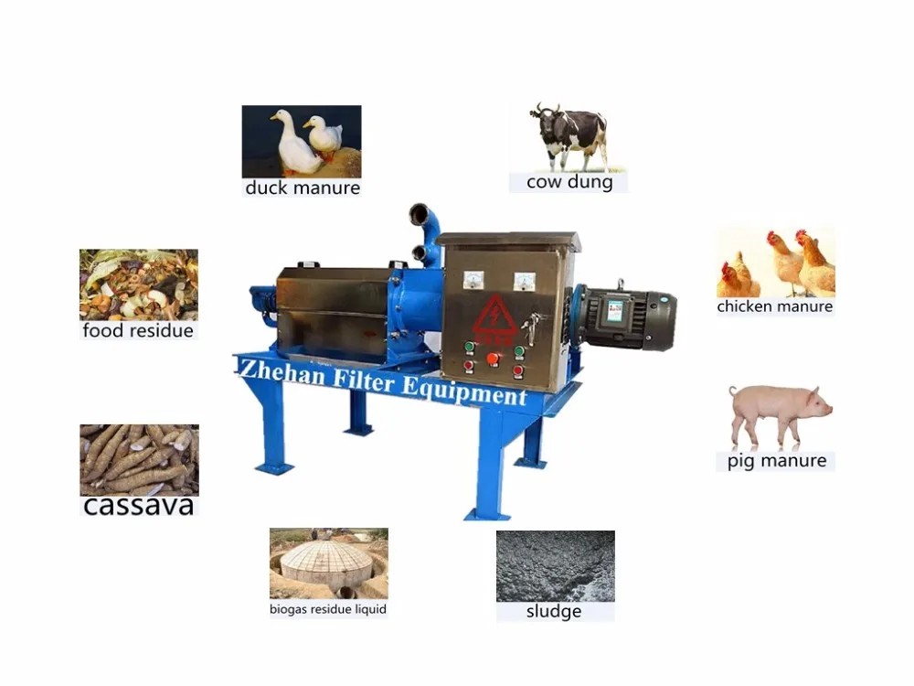 solid liquid separator cow manure dewatering material for vermiculture
