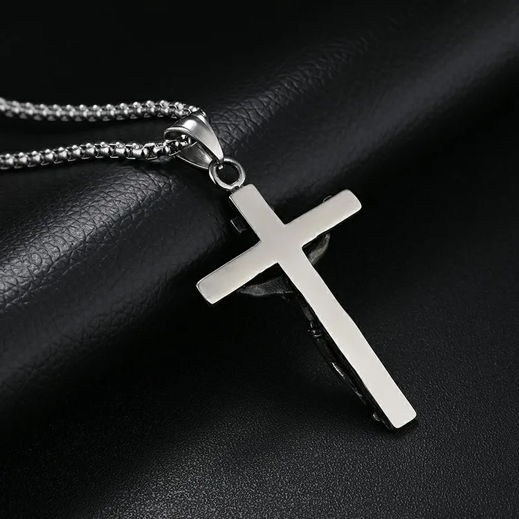 Stainless Steel Gold Plated Religious Cross Necklace Jesus Christian Jewelry Pendant