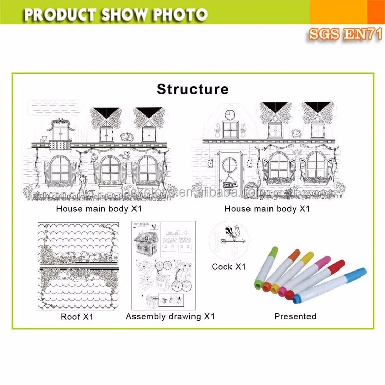 
Cardboard Playhouse Coloring House DIY Painting Toy Kid Drawing Toys For Boys Girls 