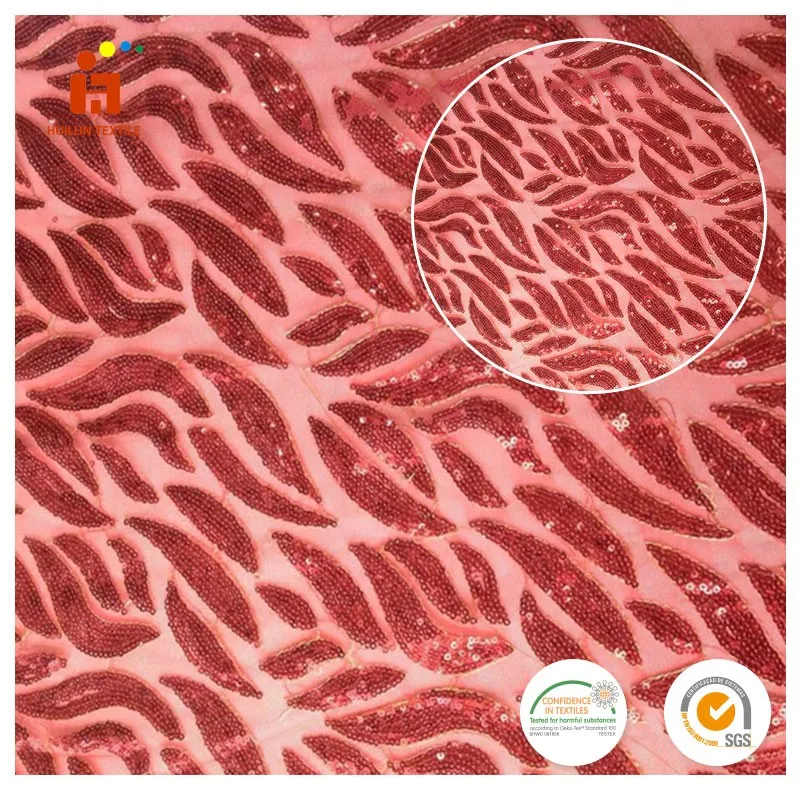 Alibaba Интернет-магазины красный цвет вязать блестки, вышивки на сетке ткань